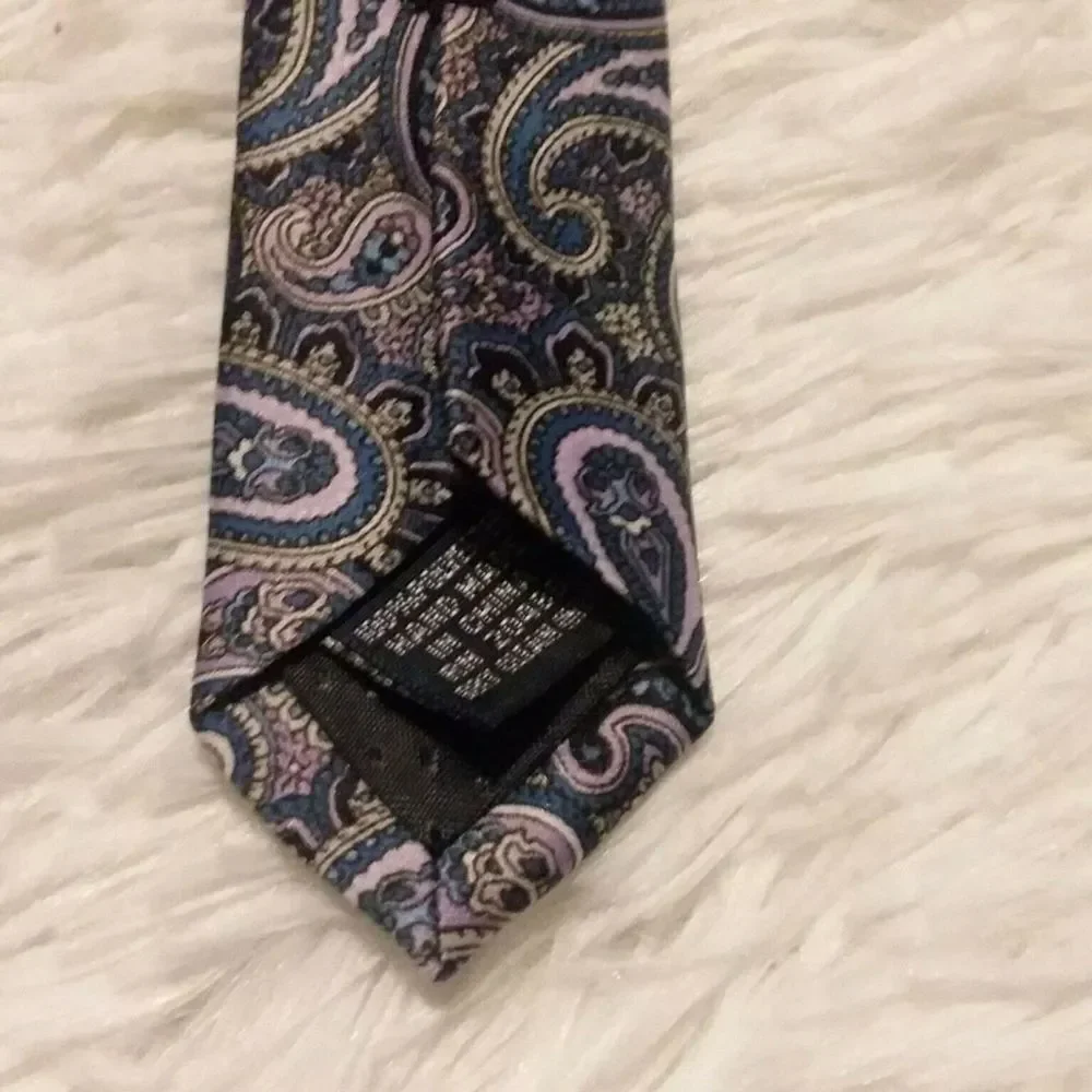 Pierre‎ Cardin Mens Necktie Blue & Purple Paisley